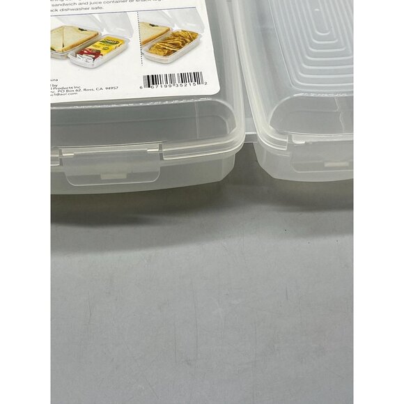 organized lunch 2 compartment lunch container clip closed lids large small READ - Picture 4 of 6